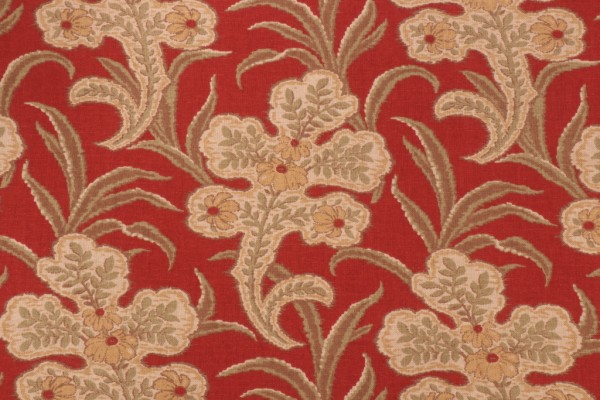 Thibaut St James F96348 Printed Linen Blend Drapery Fabric in Red