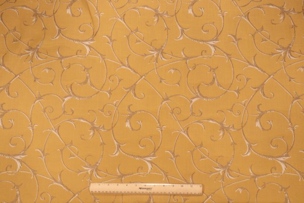 Sunbrella Camille Scroll Woven Solution Dyed Acrylic Outdoor Fabric in Wheat