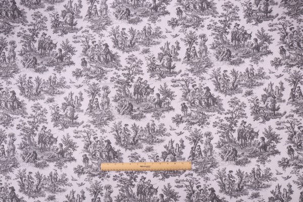 Waverly Rustic Life Printed Cotton Drapery Fabric in Noir