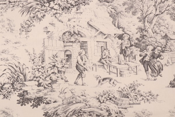 Stof Fabrics Festin Printed Cotton Drapery Fabric in Noir