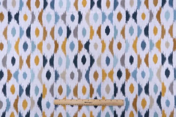 Stof France Horacio Printed Cotton Drapery Fabric in Marine