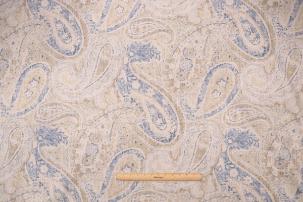 Richloom Platinum Collection Stanton Printed Linen Blend Drapery Fabric in Chambray