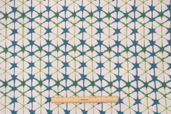 Kaufmann Meditation Printed Pintuck Cotton Drapery Fabric in Teal