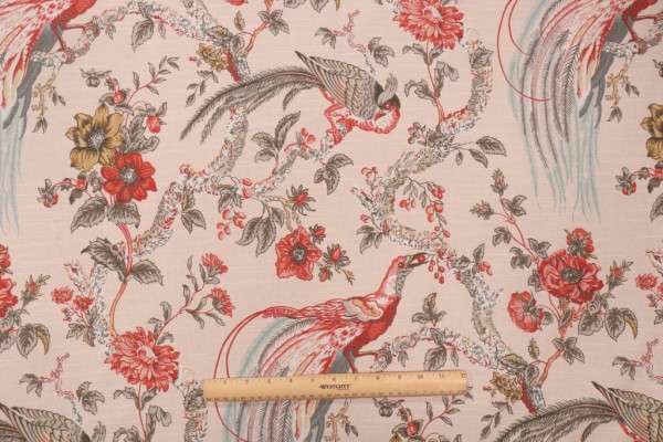 Waverly Olana Printed Cotton Drapery Fabric in Petal