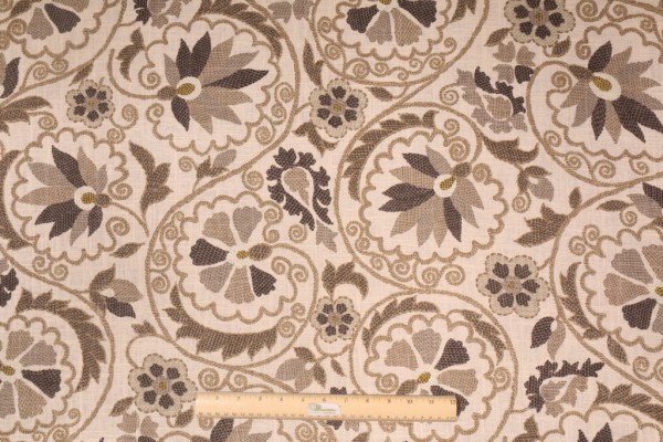 Richloom Marakesh Printed Linen Drapery Fabric in Linen