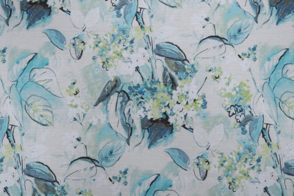 Mill Creek Sisley Garden-Superial Printed Cotton Drapery Fabric in Menthe
