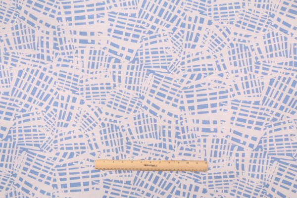 Waverly Waffling Printed Cotton Drapery Fabric in Sky