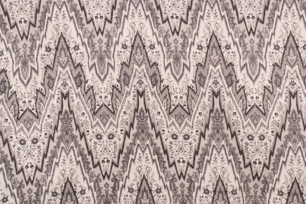 Williamsburg Bray Flamestitch Printed Linen Drapery Fabric in Black Orchid