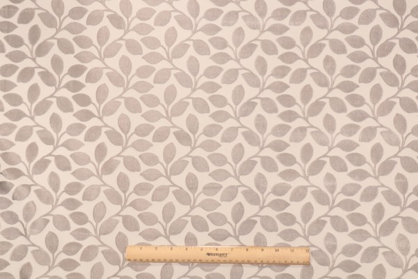 Iman Home Foliage Filigree Woven Decorator Fabric in Platinum