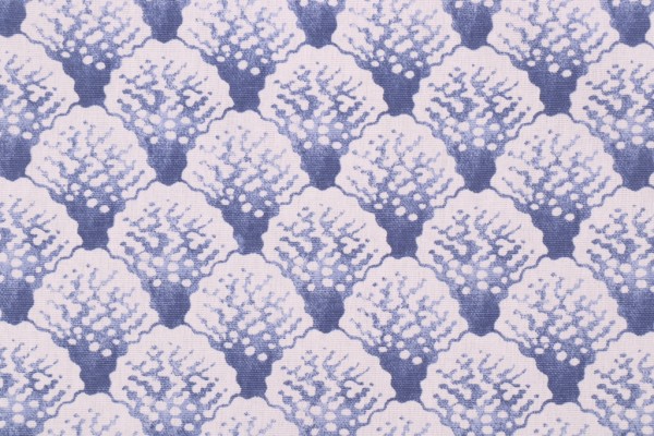 Home Accent Coralline Printed Cotton Drapery Fabric in Aegean