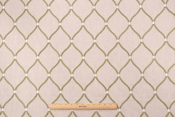Williamsburg Deane Embroidery Drapery Fabric in Fern