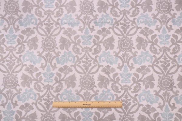 Waverly Anika Printed Cotton Drapery Fabric in Spa