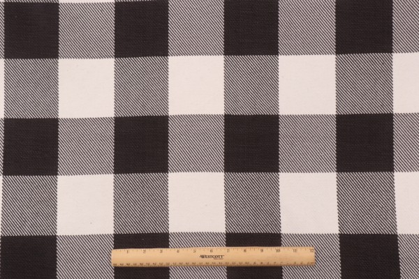Roth & Tompkins Metro Check Woven Cotton Decorator Fabric in Ebony