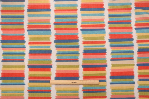 PK Lifestyles Solar Stripe Printed Polyester Outdoor Fabric in Fruit Punch