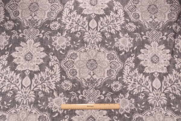 Magnolia Home Belmont Printed Cotton Drapery Fabric in Metal