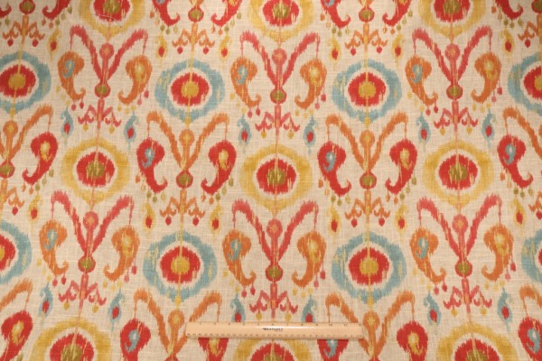 Richloom Holiday Printed Linen Blend Drapery Fabric in Fiesta