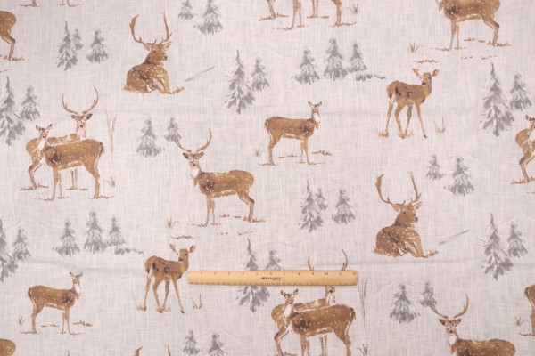 Stof France Biche Ramie Printed Drapery Fabric in Naturel