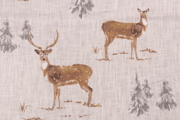 Stof France Biche Ramie Printed Drapery Fabric in Naturel