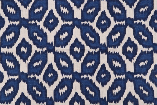 Shine Printed Linen Drapery Fabric in Blue by SHO for Delano House