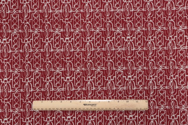 Lacefield Lucia Printed Cotton Drapery Fabric in Garnet