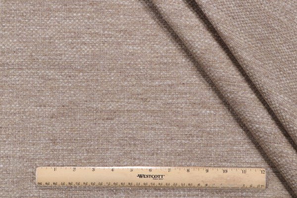 Basket Weave Woven Chenille Upholstery Fabric in Stone
