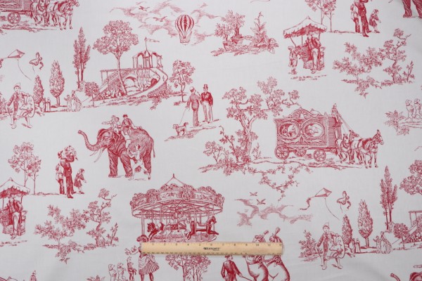 Click for 2 Yards Thibaut Carnival F99743 Printed Cotton Drapery Fabric in Red on Cream Thibaut Carnival F99743 Printed Cotton Drapery Fabric in Red on Cream