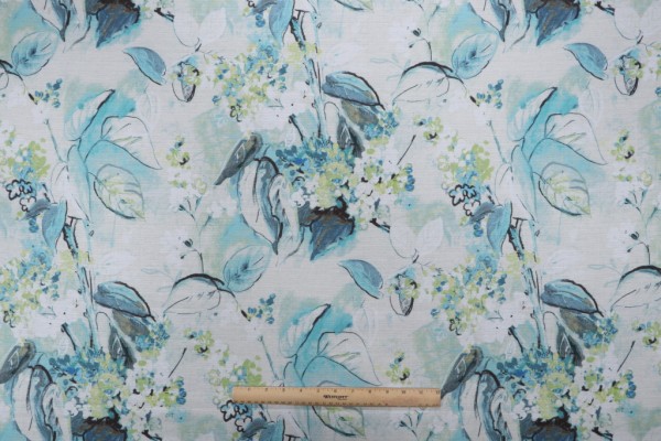 Mill Creek Sisley Garden-Superial Printed Cotton Drapery Fabric in Menthe
