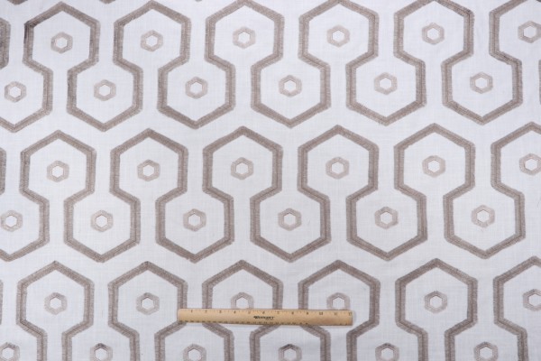 Valiant Fabrics Leigh Embroidered Drapery Fabric in Natural