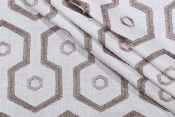 Valiant Fabrics Leigh Embroidered Drapery Fabric in Natural