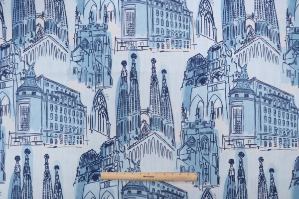 Lacefield Montage De Paris Printed Drapery Fabric in Pastels