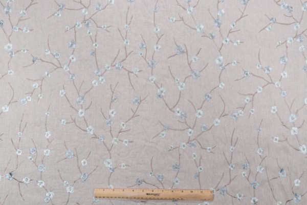 Richloom Blossom Embroidered Drapery Fabric in Mist