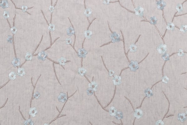 Richloom Blossom Embroidered Drapery Fabric in Mist