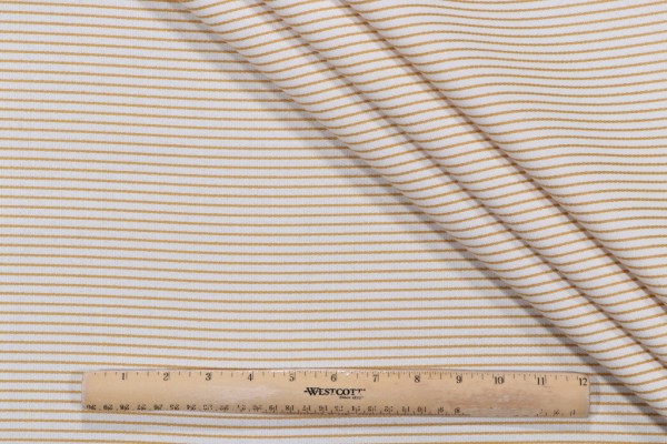 Sunbrella Pinstripe Woven Solution Dyed Acrylic Outdoor Fabric in Mustard