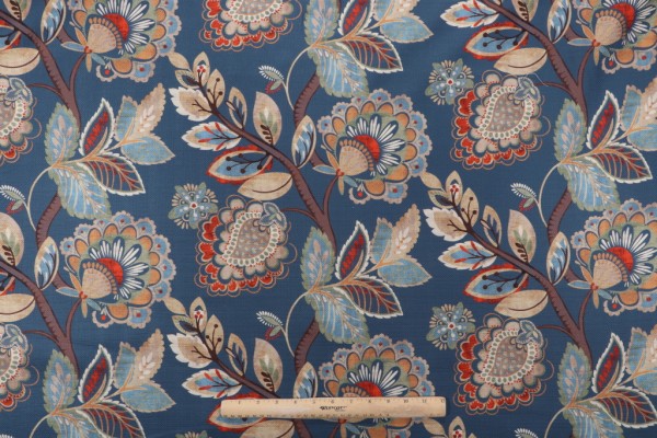 Mill Creek Wynette-Madden Printed Cotton Drapery Fabric in Jewel