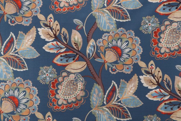 Mill Creek Wynette-Madden Printed Cotton Drapery Fabric in Jewel