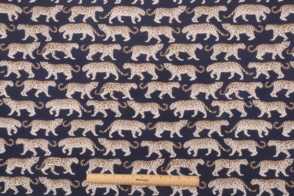 PK Lifestyles Tiger Walk Printed Polyester Outdoor Fabric in Navy