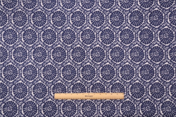 Covington Sea Breeze Printed Cotton Drapery Fabric in 593-Indigo