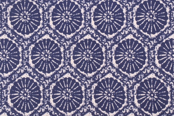 Covington Sea Breeze Printed Cotton Drapery Fabric in 593-Indigo