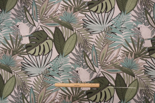 Stof France Cacatoes Toile Savoie Printed Drapery Fabric in Kaki