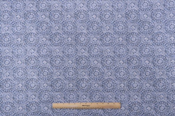 Magnolia Home Tibet II Printed Cotton Drapery Fabric in Navy