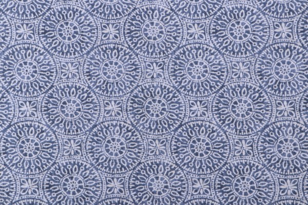 Magnolia Home Tibet II Printed Cotton Drapery Fabric in Navy