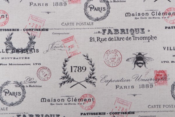 Mill Creek Carte Postal-Hathor Printed Drapery Fabric in Linen