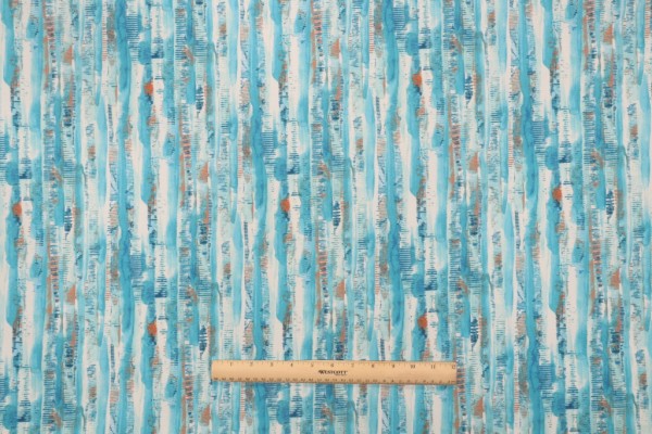 PK Lifestyles Drifting Printed Polyester Outdoor Fabric in Caribbean