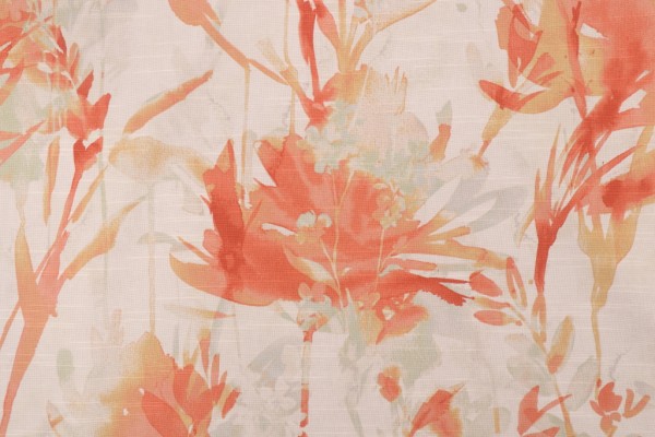 PK Lifestyles Flowery Spray Printed Cotton Drapery Fabric in Mango