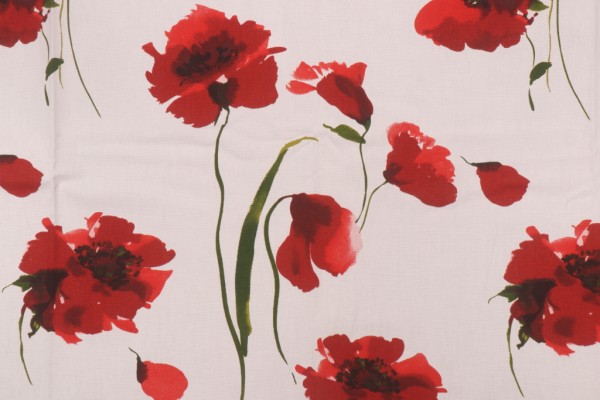 Stof France Coquelicot Printed Cotton Drapery Fabric in Rouge
