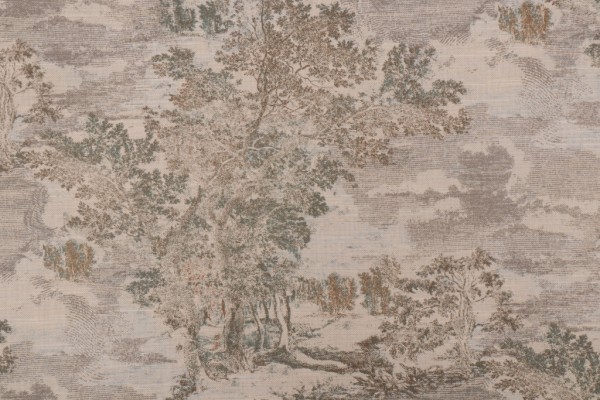 PK Lifestyles Serene Scenes Printed Cotton Drapery Fabric in Seaglass