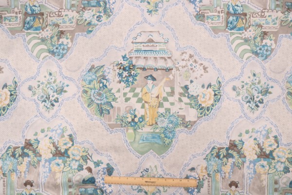Click for 3.75 Yards P Kaufmann Teahouse Toile Printed Cotton Twill Drapery Fabric in Tea Green P Kaufmann Teahouse Toile Printed Cotton Twill Drapery Fabric in Tea Green