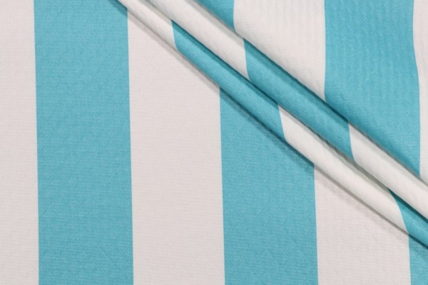 Richloom Cabana Stripe-Diamond Tech Printed Polyester Outdoor Fabric in Turquoise