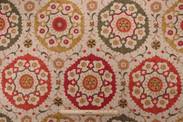 Richloom Cornwall Printed Linen Blend Drapery Fabric in Spice