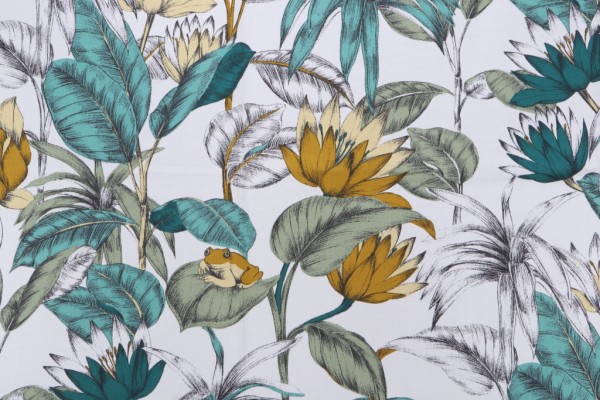 Click for 1.38 Yards Stof France Rainette Printed Cotton Drapery Fabric in Vert Stof France Rainette Printed Cotton Drapery Fabric in Vert